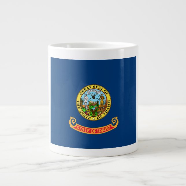 Taza De Café Gigante Bandera de Idaho: el estado de Gem, América Montañ (Frente)