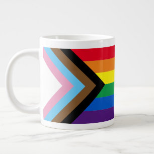 Taza De Café Gigante Bandera de la diversidad gay inclusiva arco iris L