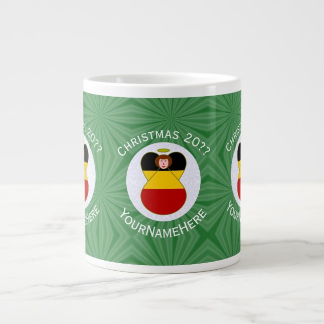 Taza De Café Gigante Bandera de los Navidades de ángel alemanes persona (Frente)
