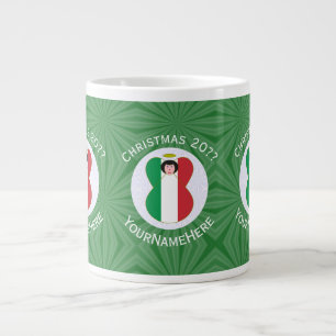 Taza De Café Gigante Bandera de Navidad de Ángel Italiano Personalizada