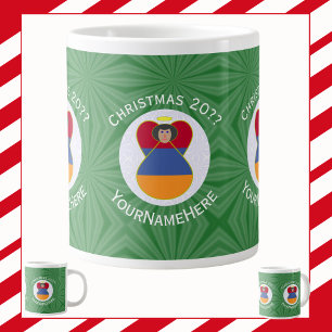 Taza De Café Gigante Bandera de Navidad del Ángel Armenio Personalizada