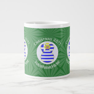 Taza De Café Gigante Bandera de Navidad personalizada del ángel rubio g