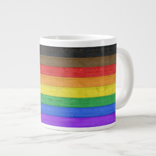Taza De Café Gigante Bandera de orgullo gay inclusiva de SlipperyJoe's 