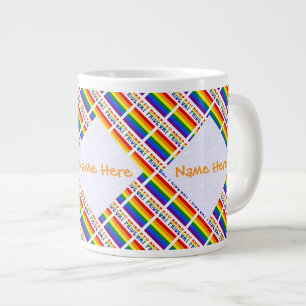 Taza De Café Gigante Bandera de Orgullo Gay LGBTQ Tiled 
