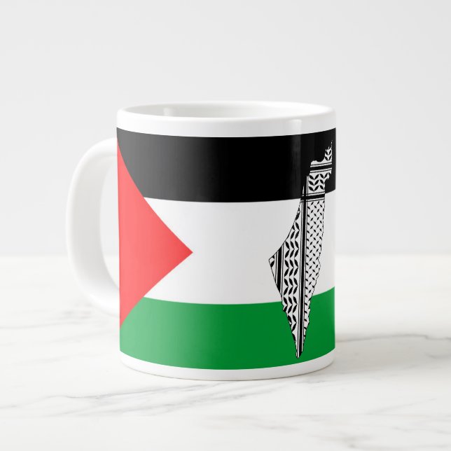 Taza De Café Gigante Bandera de Palestina y mapa con el modelo de Keffi (Izquierda)