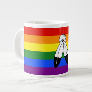 Taza De Café Gigante bandera del orgullo de dos espíritus de SlipperyJo