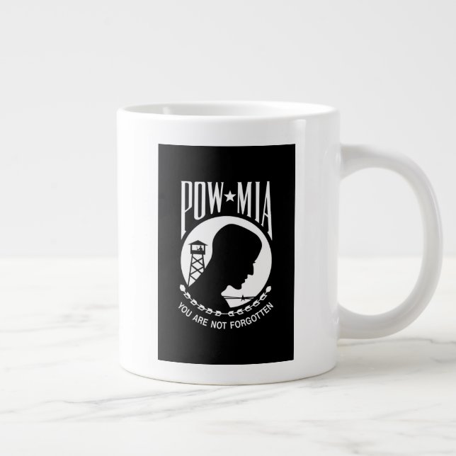 Taza De Café Gigante Bandera del POW MIA: Soldados desaparecidos en la  (Derecha)