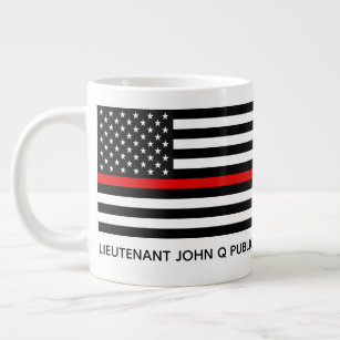Taza De Café Gigante Bandera estadounidense de la línea roja delgada de