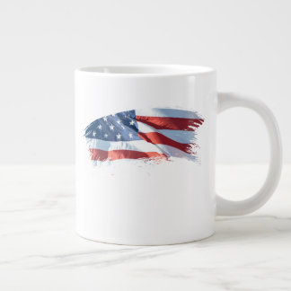 Taza De Café Gigante Bandera estadounidense de pincel patriótico