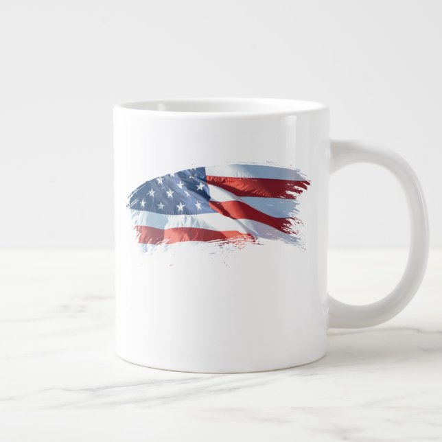 Taza De Café Gigante Bandera estadounidense de pincel patriótico (Derecha)