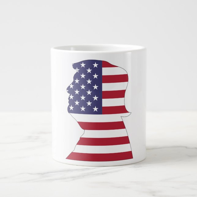 TAZA DE CAFÉ GIGANTE BANDERA ESTADOUNIDENSE DEL PRESIDENTE DONALD TRUMP (Frente)