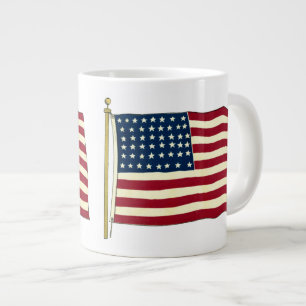 Taza De Café Gigante Bandera estadounidense patriótica vintage, cuatro