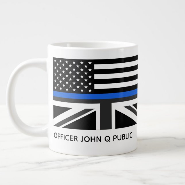 Taza De Café Gigante Bandera estadounidense y británica de la Línea Azu (Izquierda)