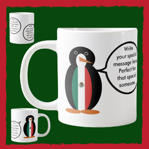 Taza De Café Gigante Bandera Mexicana Pingüino Señora Hablando Jumbo