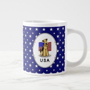 Taza De Café Gigante Bandera norteamericana de Estados Unidos Airedale 