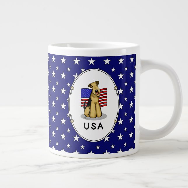 Taza De Café Gigante Bandera norteamericana de Estados Unidos Airedale  (Derecha)