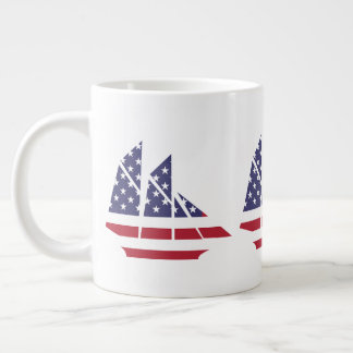 Taza De Café Gigante Bandera Patriótica Barco de vela Café Mug Especial