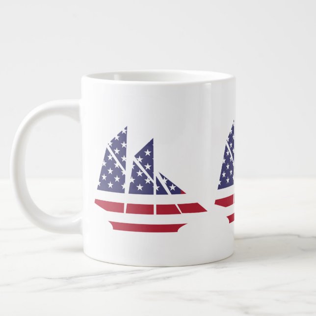 Taza De Café Gigante Bandera Patriótica Barco de vela Café Mug Especial (Izquierda)