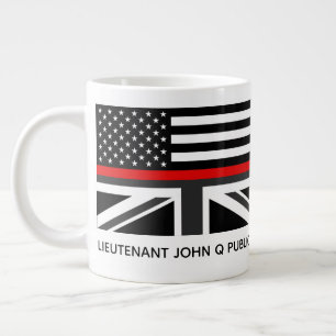 Taza De Café Gigante Bandera personalizada de línea roja fina americana