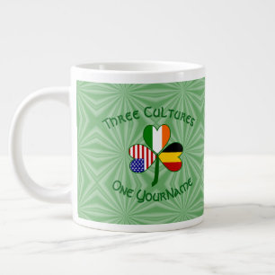 Taza De Café Gigante Bandera personalizada de trébol americano irlandés