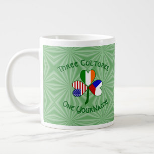 Taza De Café Gigante Bandera personalizada trébol Irlanda Checa EE. UU.