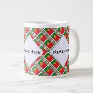 Taza De Café Gigante Bandera portuguesa de Portugal personalizada en mo