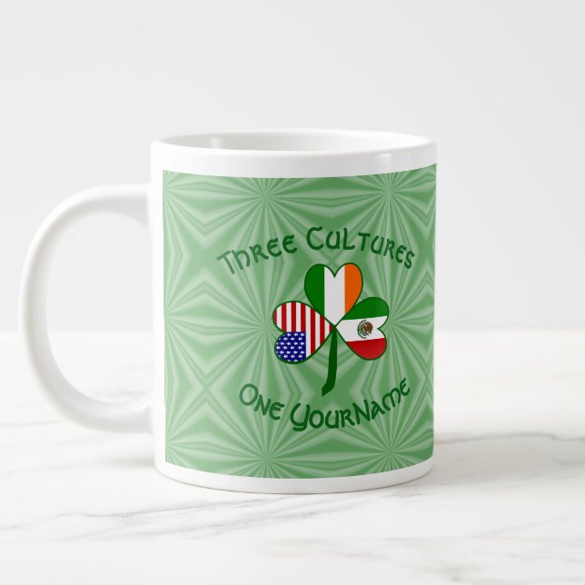 Taza De Café Gigante Bandera Shamrock de México Irlanda de Estados Unid (Izquierda)