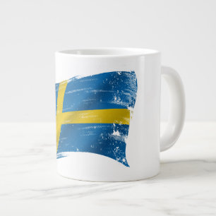 Taza De Café Gigante Bandera sueca pintada