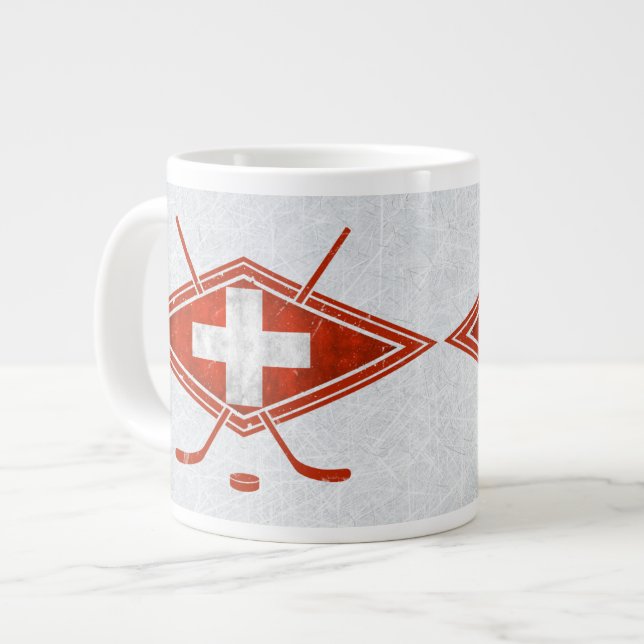 Taza De Café Gigante Bandera suiza de hockey sobre hielo en Schweiz (Izquierda)