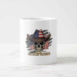 Taza De Café Gigante Bandera vintage de cráneo de patriotas americanos