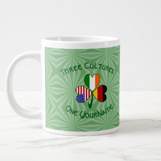 Taza De Café Gigante Banderas americanas alemanas de Shamrock personali (Izquierda)