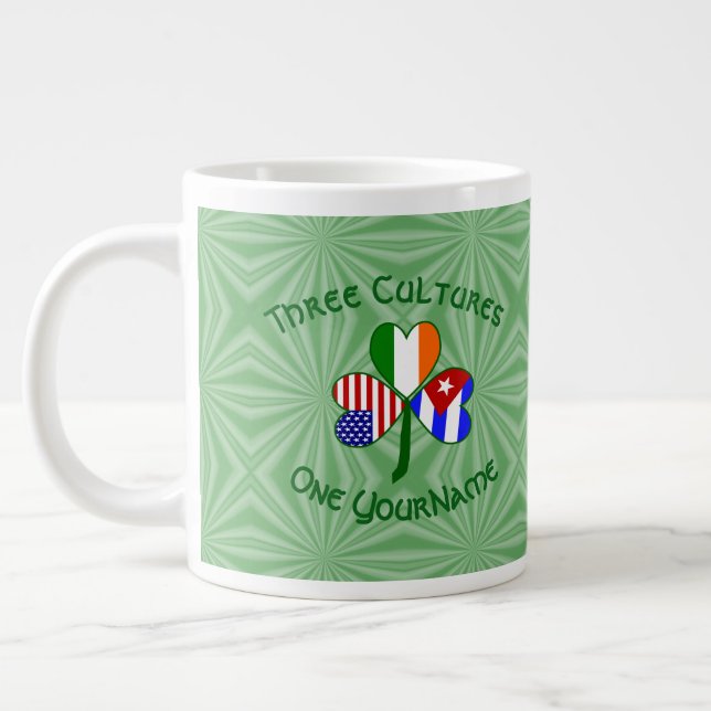 Taza De Café Gigante Banderas cubanas irlandesas de EE.UU. Shamrock per (Izquierda)