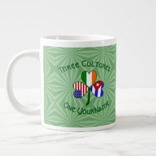 Taza De Café Gigante Banderas Irlandesas Cubanas de EE. UU. Trébol Pers