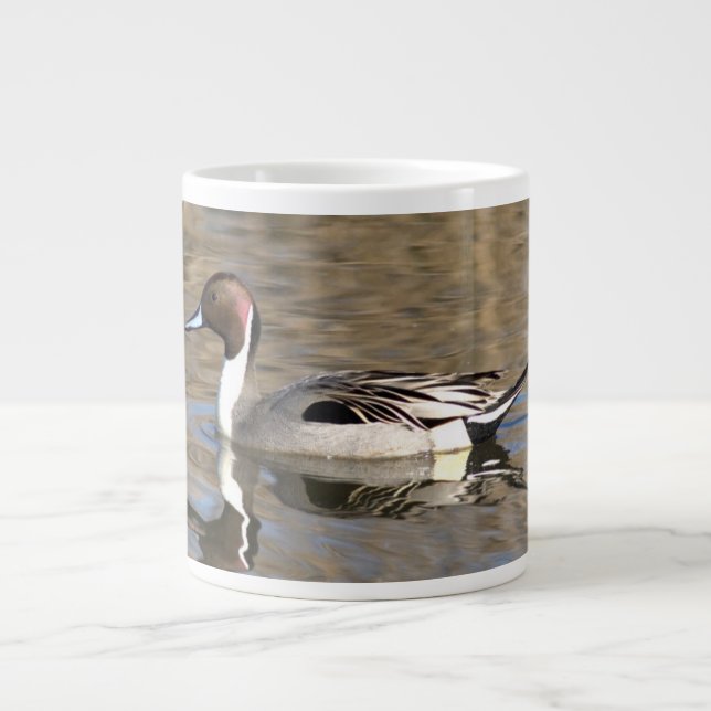 Taza De Café Gigante Baños De Pato Pintail En Un Estanque (Frente)
