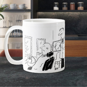 Taza De Café Gigante Barbero o peluquero caricatura. Barbería