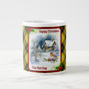 Taza De Café Gigante Barclay Tartán y Robin Navidad