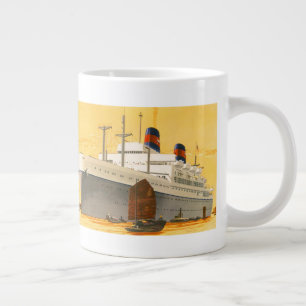 Taza De Café Gigante Barco Crucero Antiguo al Oriente con Barcos Junco