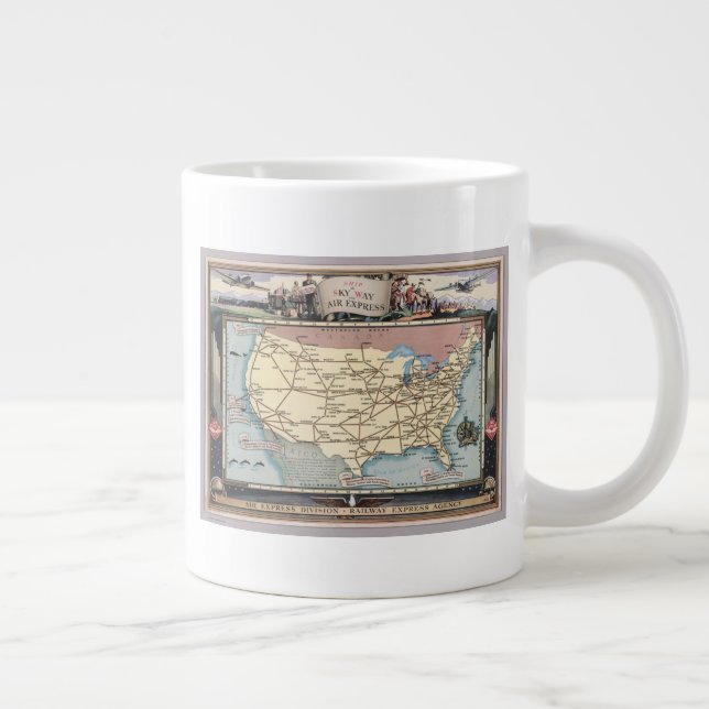 Taza De Café Gigante Barco de mapas de Estados Unidos vía Air Express (Derecha)