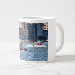 Taza De Café Gigante Barco de rescate contra incendios río Hudson