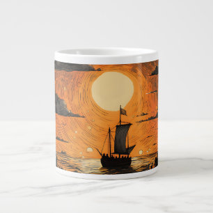 Taza De Café Gigante Barco navegando por la noche