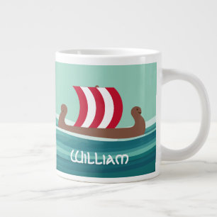 Taza De Café Gigante Barco Vikingo Feliz