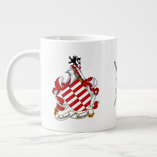 Taza De Café Gigante Barrett: El escudo irlandés de armas personalizado (Izquierda)