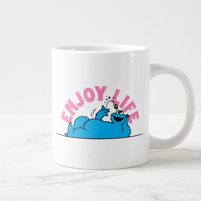 Taza De Café Gigante Barrio Sésamo | Cookie Monster Disfrutar la vida (Derecha)