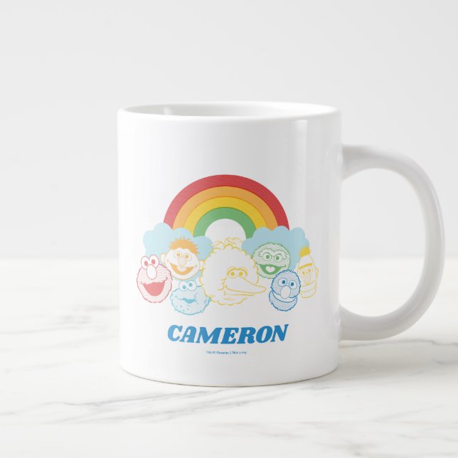 Taza De Café Gigante Barrio Sésamo | Gráfico arcoiris | Añadir su nombr (Derecha)