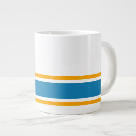 Taza De Café Gigante Base Amarilla Azul Oceánica Tiras De Carreras En B