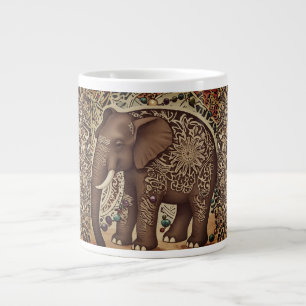 Taza De Café Gigante Batik, Elefante, Antiguo, Estilo de época, Marrón
