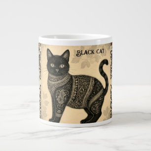 Taza De Café Gigante Batik, gato negro, gato batik, estilo vintage