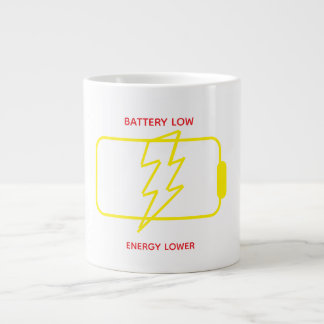 Taza De Café Gigante Battery Low Mug – Funny Energy Low Coffee Mug