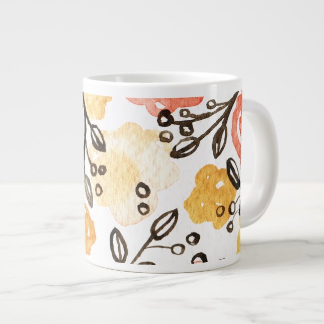 Taza De Café Gigante Bayas y floral (Derecha)