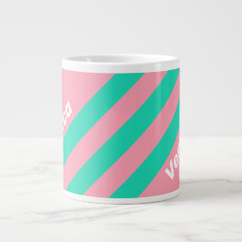 Taza De Café Gigante Beach Breeze Nostalgic Stripes with Name